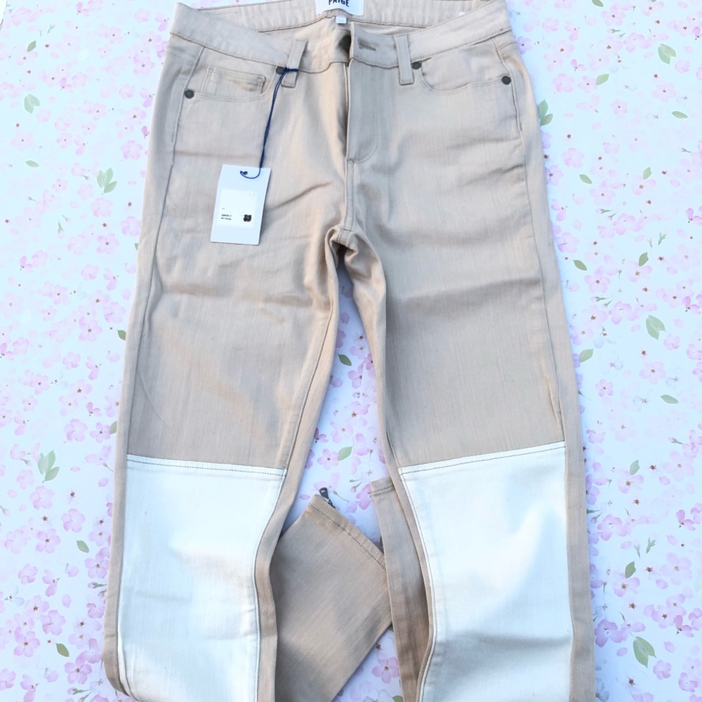 NWT Paige cara NWT Tan Skinny Ankle Zip Jeans